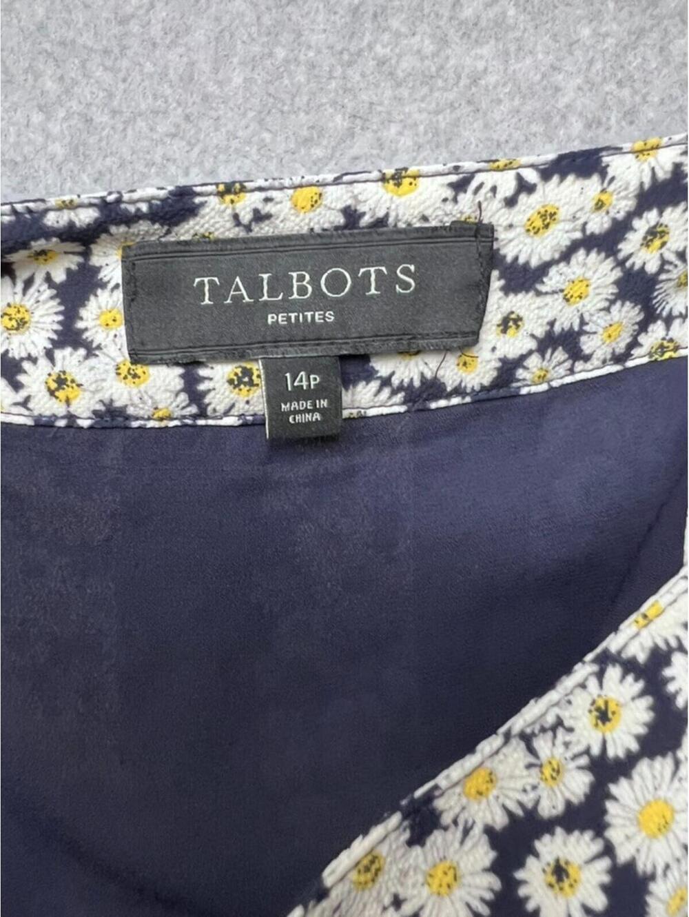 Talbots Petite 14P Daisy Floral Skirt Navy Old Money Coastal Grandma Aesthetic - Picture 5 of 10